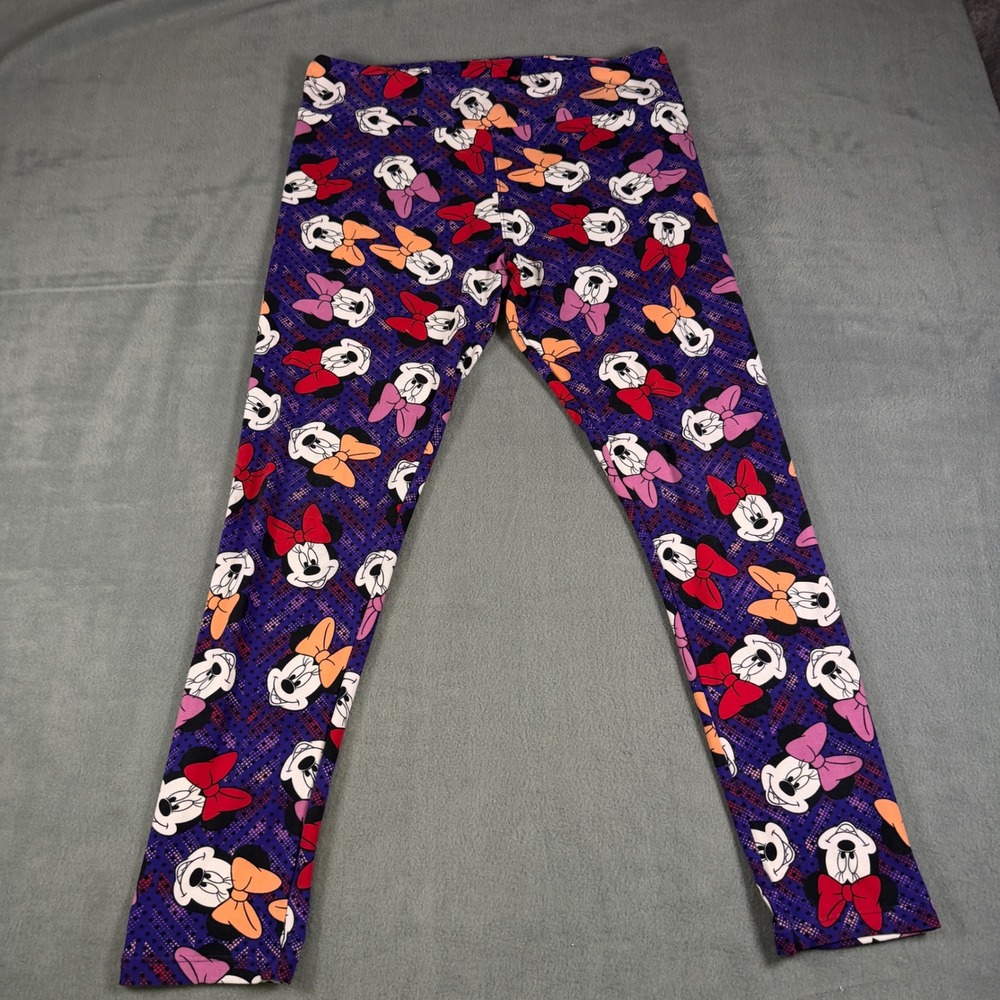 LuLaRoe Disney Minnie Mouse Purple Print Leggings Womens Small Tall & Curvy